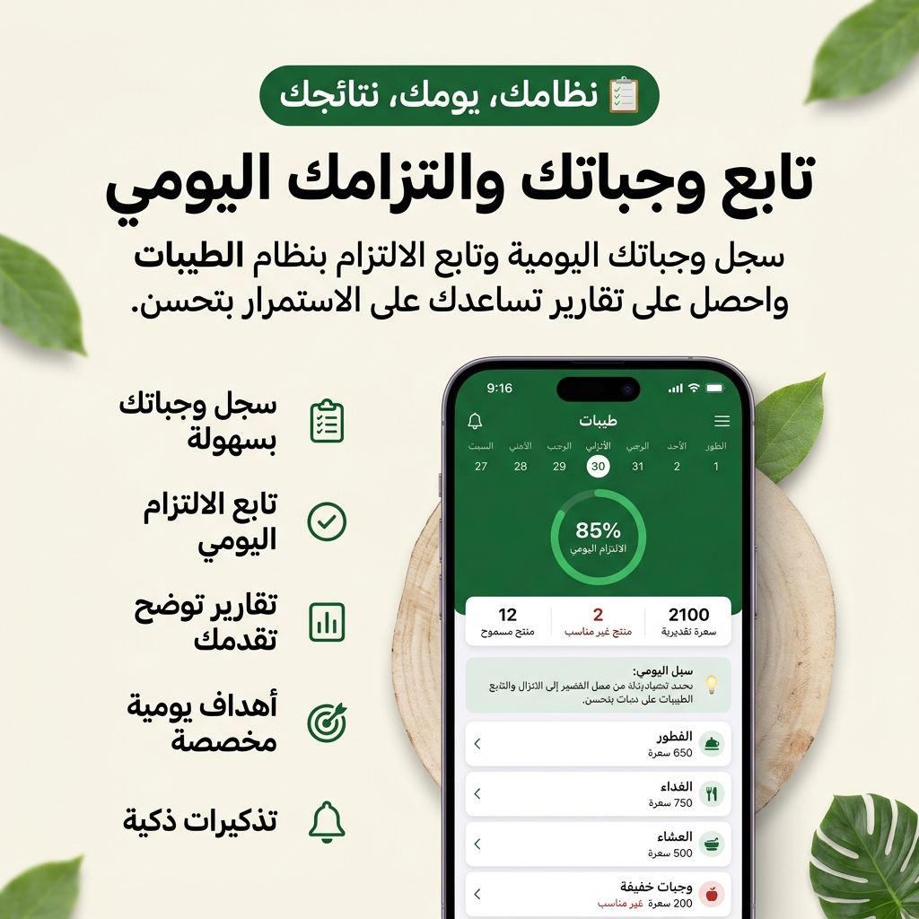 تسجيل الوجبات – تابع وجباتك والتزامك اليومي